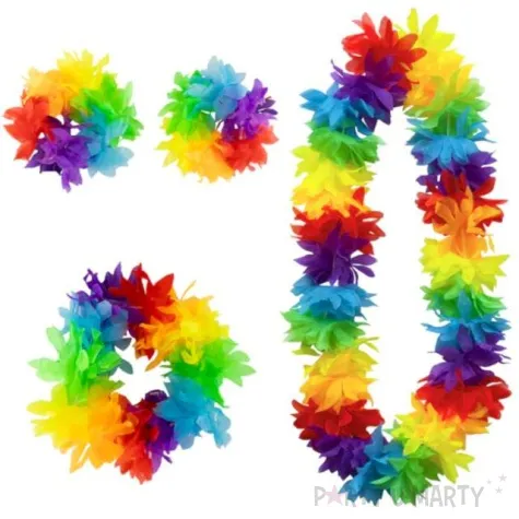 zestaw hawajski naszyjnik opaska bransoletki mix partypal