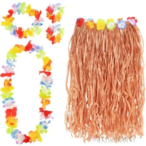 zestaw hawajski spodnica opaski naszyjnik godan