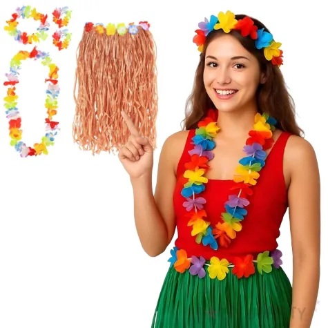 zestaw hawajski spodnica opaski naszyjnik godan