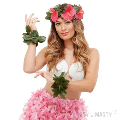 zestaw hawajskie kwiaty opaska bransoletki smiffys