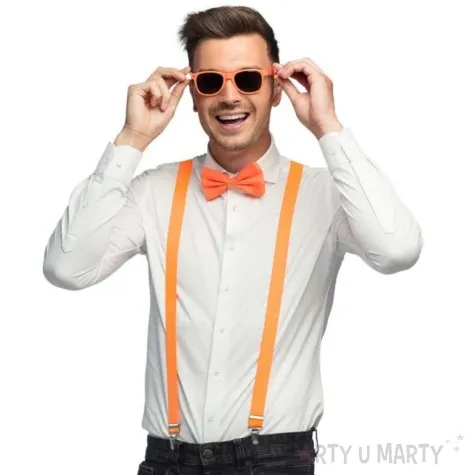 zestaw imprezowy neon okulary muszka szelki pomaranczowy boland
