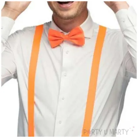 zestaw imprezowy neon okulary muszka szelki pomaranczowy boland