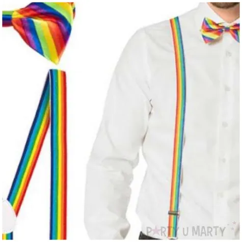 zestaw imprezowy okulary muszka szelki teczowy boland