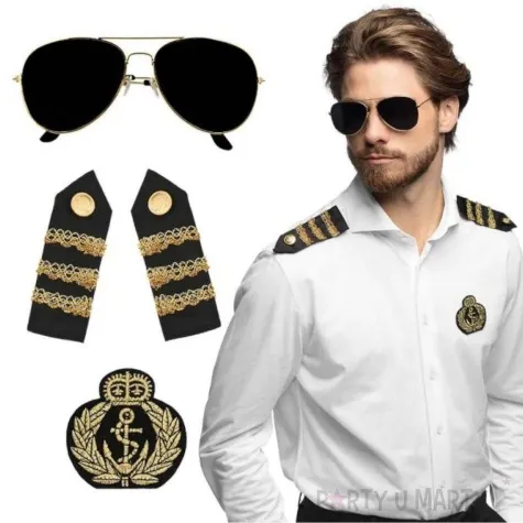 zestaw kapitan okulary odznaka pagony boland