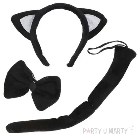 zestaw kotek z uszami czarny godan