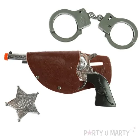 zestaw kowboj rewolwer kajdanki odznaka arpex 4 szt