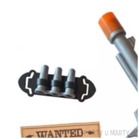 zestaw kowboj rewolwer noz odznaka list gonczy czarny partytino