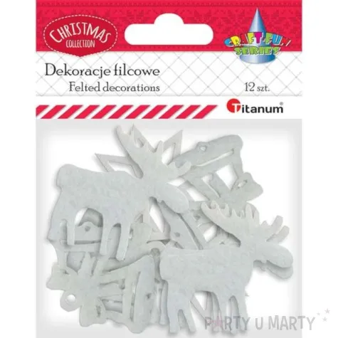 zestaw kreatywny biale swieta z reniferkiem filc titanum 12 szt
