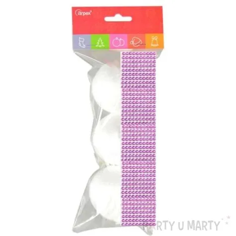 zestaw kreatywny bombki styropianowe i cyrkonie fioletowy j arpex 3 szt