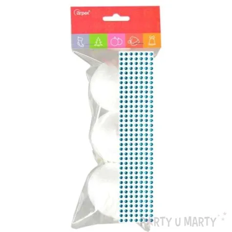 zestaw kreatywny bombki styropianowe i cyrkonie turkusowy arpex 3 szt