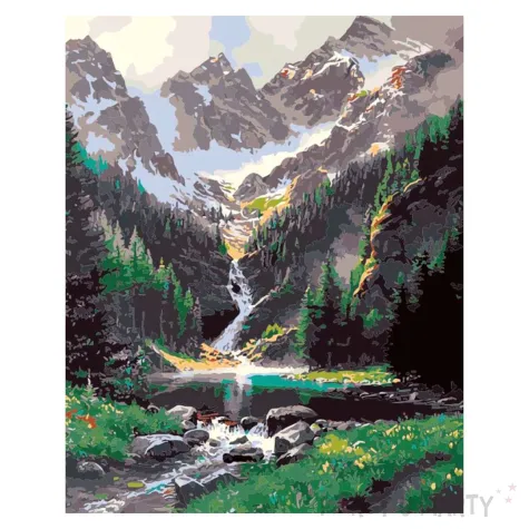 zestaw kreatywny do malowania po numerach gory potok i jezioro obraz diy 40 x 50 cm