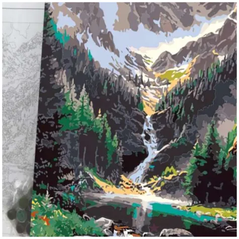 zestaw kreatywny do malowania po numerach gory potok i jezioro obraz diy 40 x 50 cm