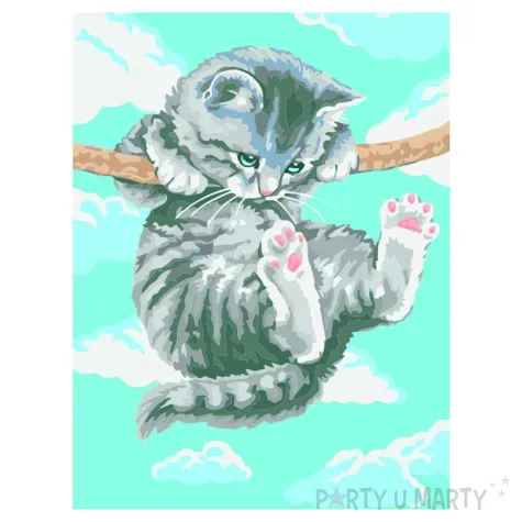 zestaw kreatywny do malowania po numerach kotek na drzewie obraz diy 30 x 40 cm