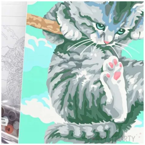 zestaw kreatywny do malowania po numerach kotek na drzewie obraz diy 30 x 40 cm