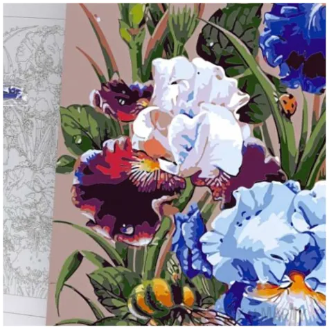 zestaw kreatywny do malowania po numerach kwiaty irysy obraz diy 40 x 50 cm