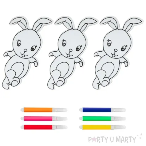 zestaw kreatywny zajaczki do pokolorowania partypal 3 szt