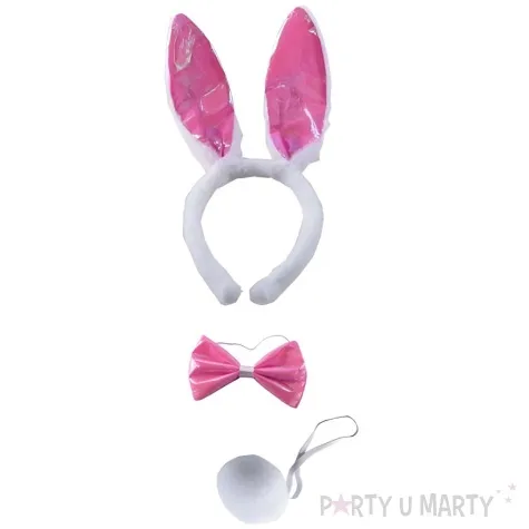 zestaw krolik opaska muszka i ogon bialy tropic