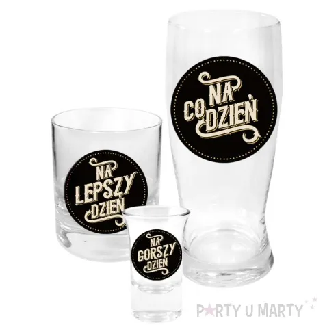 zestaw naczyn 2 szklanki i kieliszek na lepszy na gorszy na kazdy dzien bgtech 3 szt