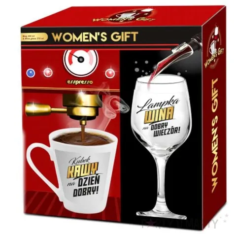 zestaw naczyn kubek i kieliszek do wina bgtech