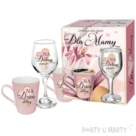 zestaw naczyn kubek i kieliszek na dzien dobry na dobry wieczor bgtech 2 szt 370 ml 220 ml