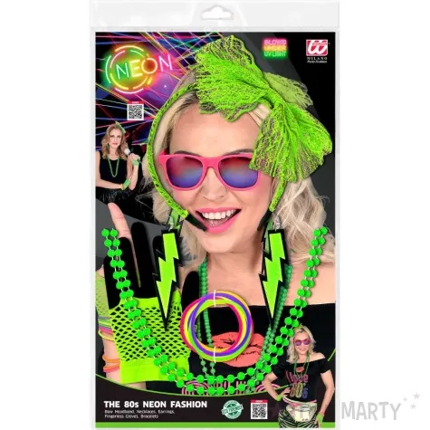zestaw neonowa aranzacja lata 80 zielony widmann