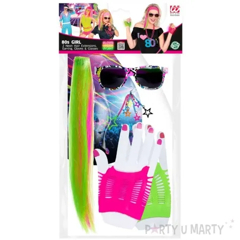 zestaw neonowa kompozycja lata 80 rozowo zielony widmann