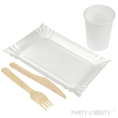 zestaw piknikowy green for tomorrow talerzyki sztucce kubeczki ravi 24 szt