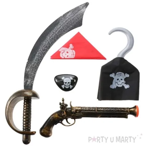 zestaw pirat szabla hak opaska pistolet godan 5 szt