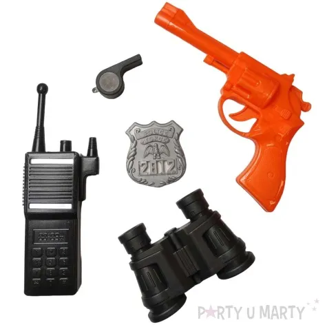 zestaw policjant amerykanski rewolwer odznaka lornetka tropic