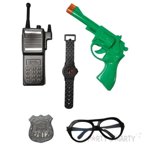 zestaw policjant amerykanski rewolwer odznaka zegarek tropic