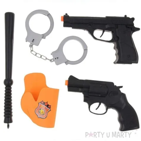 zestaw policjant pistolet kajdanki palka godan 5 szt