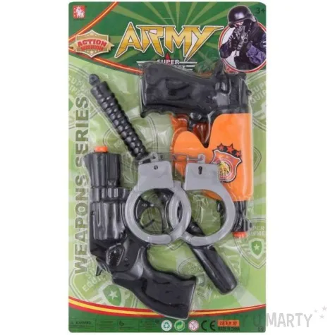 zestaw policjant pistolet kajdanki palka godan 5 szt
