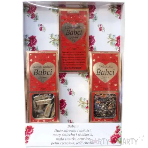 zestaw prezentowy czekolada herbatka krowki dla babci giftmania