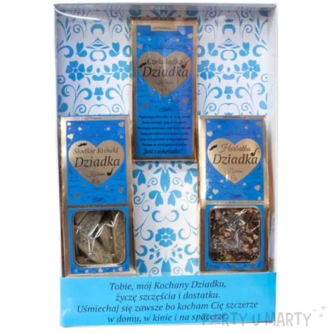 zestaw prezentowy czekolada herbatka krowki dla dziadka giftmania