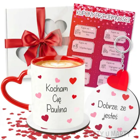 zestaw prezentowy na walentynki kocham cie dobrze ze jestes personalizacja upominki z imieniem