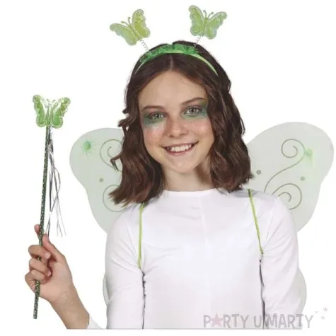 zestaw wrozka rozdzka opaska skrzydla zielony guirca