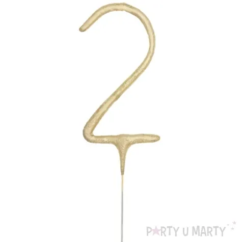 zimne ognie cyfra 2 zlota triplex 17 5 cm