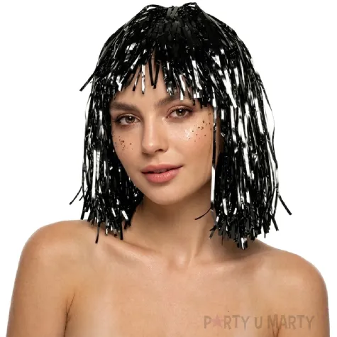 zlota peruka na karnawal i sylwestra dodatek do stroju na nowy rok bob blyszczaca cosplay