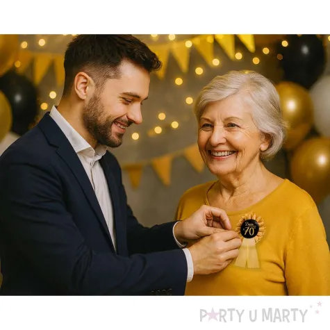 zloty kotylion na 70 urodziny zycie zaczyna sie po 70 pin przypinka odznaka glamour