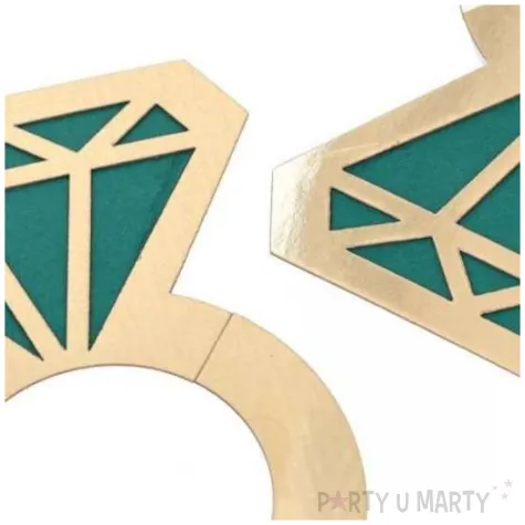 znaczniki na kieliszki wieczor panienski pierscionek zloty zielony dekolo 6 szt