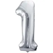 balon foliowy cyfra 1 srebrny partydeco 34 dgt