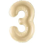 balon foliowy cyfra 3 pastel bezowy partydeco 34 dgt