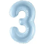 balon foliowy cyfra 3 pastel blekitny partydeco 34 dgt