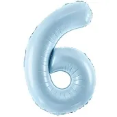 balon foliowy cyfra 6 pastel blekitny partydeco 34 dgt