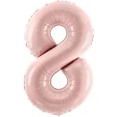 balon foliowy cyfra 8 pastel rozowy jasny partydeco 34 dgt