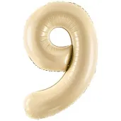 balon foliowy cyfra 9 pastel bezowy partydeco 34 dgt