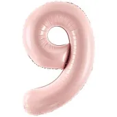 balon foliowy cyfra 9 pastel rozowy jasny partydeco 34 dgt