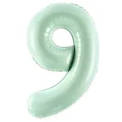 balon foliowy cyfra 9 zielony partydeco 34 dgt
