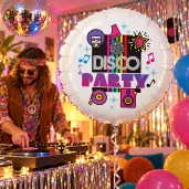 balon foliowy dekoracja disco party retro lata 80 te impreza hipiska w stylu dawnych lat potancowka
