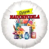 balon foliowy dzien nauczyciela kwiaty bialy 18 rnd